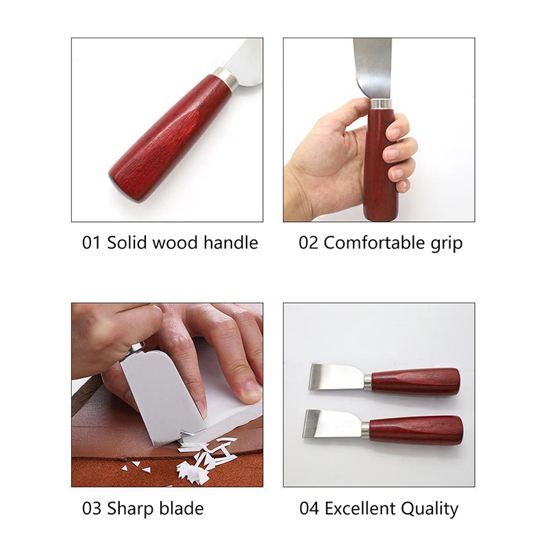 Leatherwork Knife - مقبض خشبي DIY أداة الجلود الحرفية