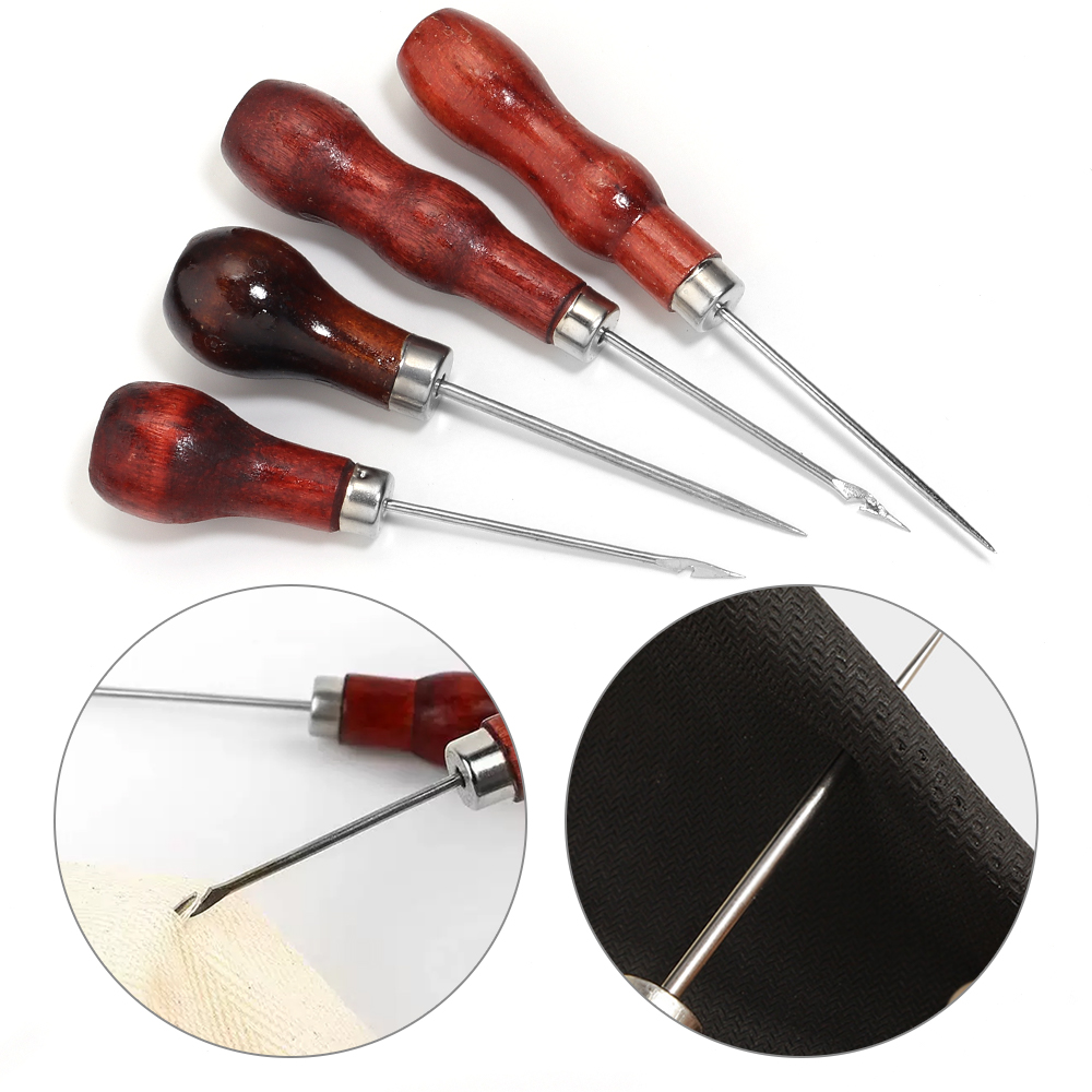 Leatherwork Hole Punch - مقبض خشبي Awls لتقوم بها بنفسك