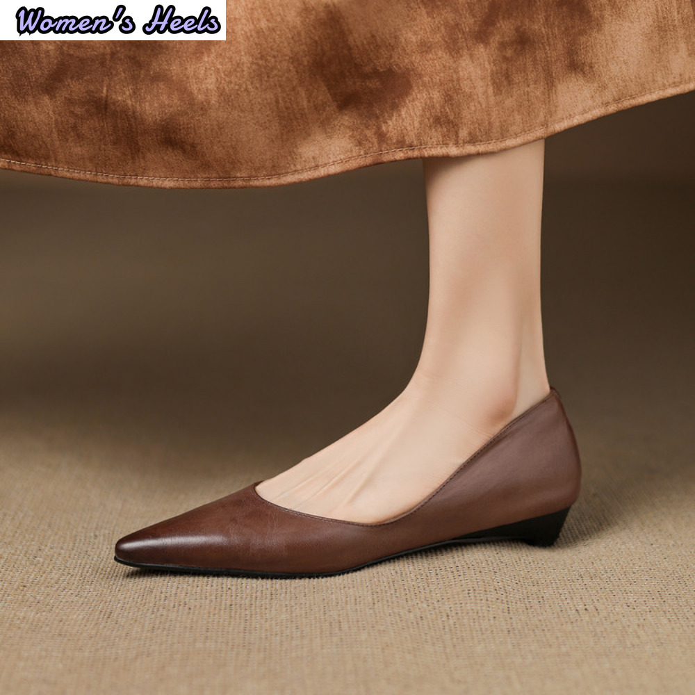 Leatherwork In French - أحذية عمل فرنسية أنيقة بكعب منخفض