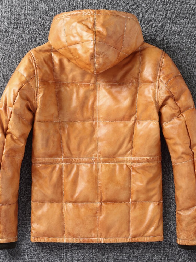 جاكيت رجالي شتوي من جلد الغنم  - مراجعة Leather Work Jacket With Hood وسعره