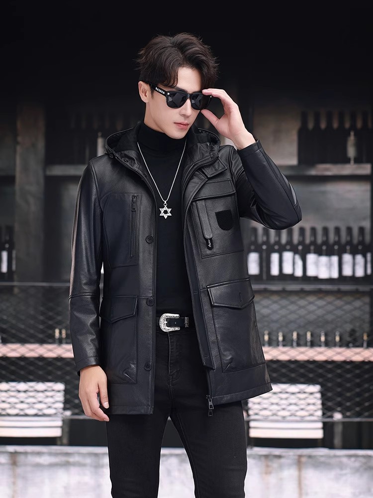 الشتاء رجال الأعمال العمل منتص - مراجعة Leather Work Jacket With Hood وسعره