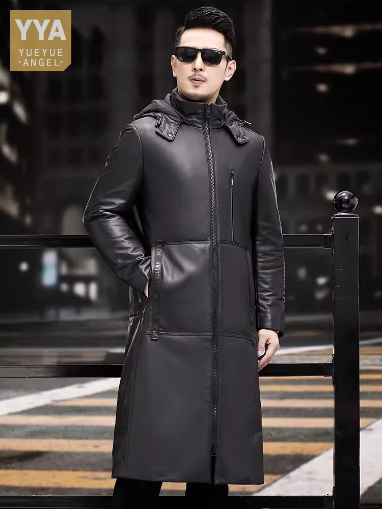 الشتاء سميكة الدافئة طويلة أوز - مراجعة Leather Work Jacket With Hood وسعره