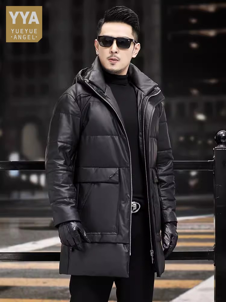 الشتاء الرجال سميكة الدافئة ال - مراجعة Leather Work Jacket With Hood وسعره