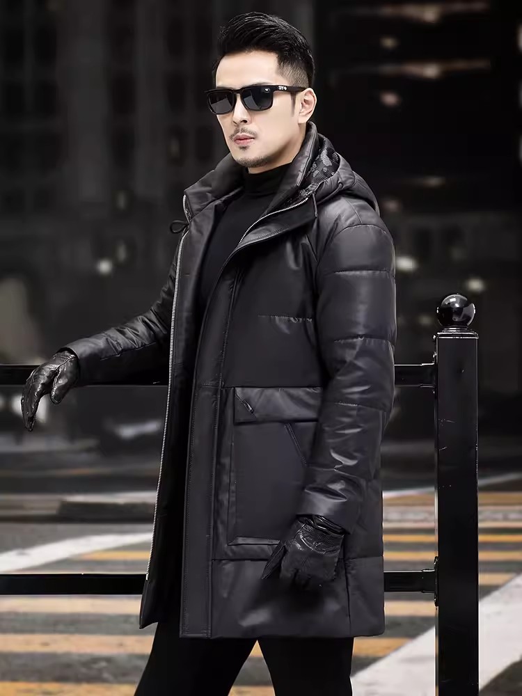 الشتاء الرجال سميكة الدافئة ال - مراجعة Leather Work Jacket With Hood وسعره