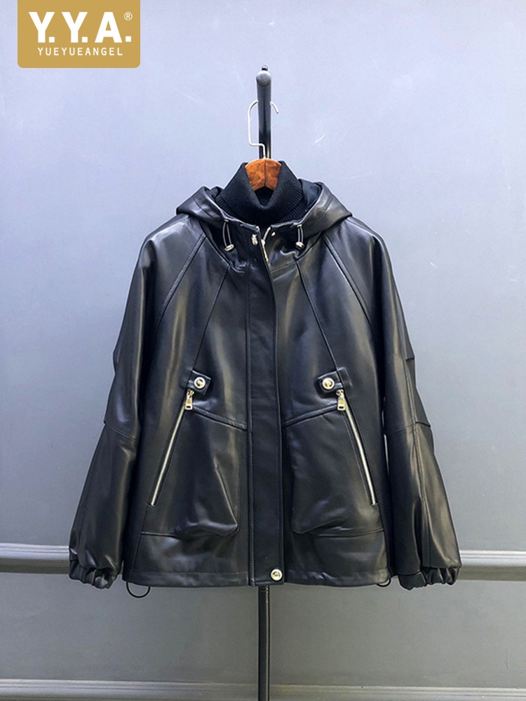 عرض خاص: جاكيت نسائي خريفي قصي - مراجعة Leather Work Jacket With Hood وسعره