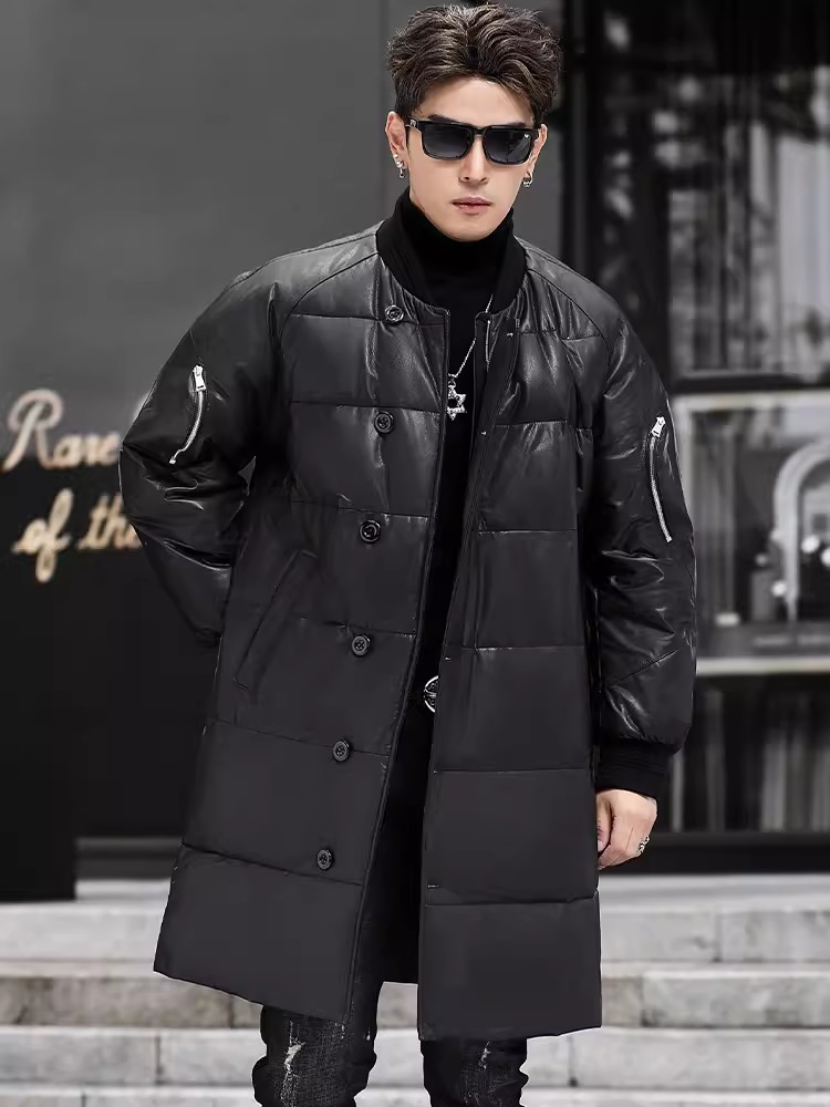 شتاء جديد الرجال مقنعين طويل ج - مراجعة Leather Work Jacket With Hood وسعره